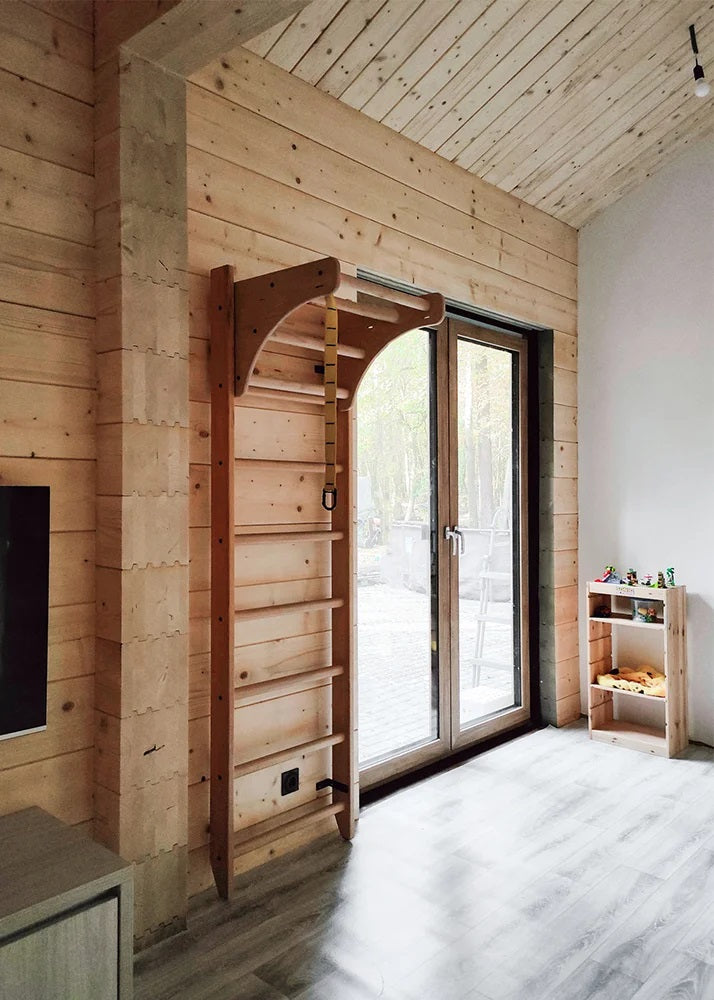 BenchK 111 Solid beech wood wall bars with adjustable pull-up bar