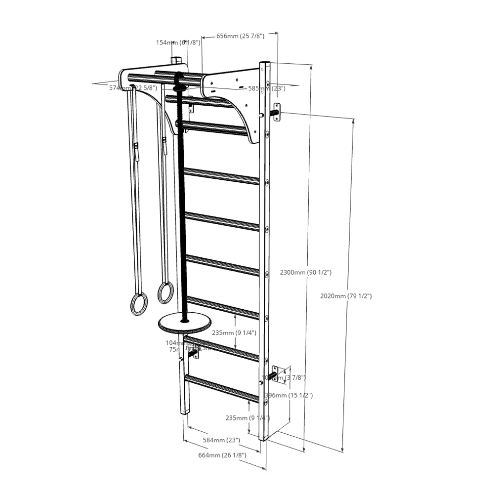 Swedish ladder for kids with gymnastic accessories – BenchK 211+A076