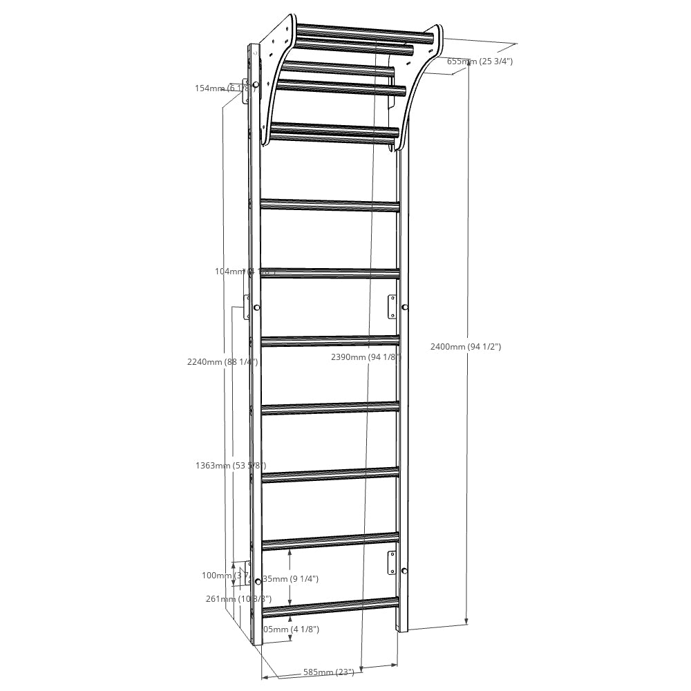 BenchK 711 wall bars with wooden pull up bar